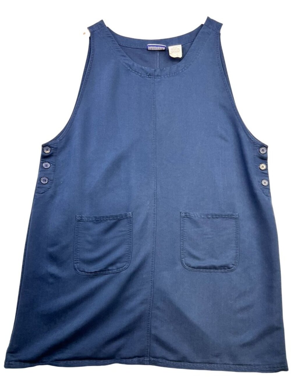Erika II & Co. Women's Side Button Casual Dress Sleeveless Size 2X Navy Blue